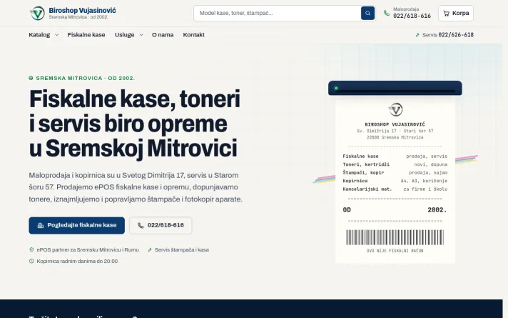 Demo predlog sajta: fiskalne kase i toneri, Sremska Mitrovica