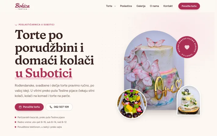 Demo predlog sajta: poslastičarnica, Subotica