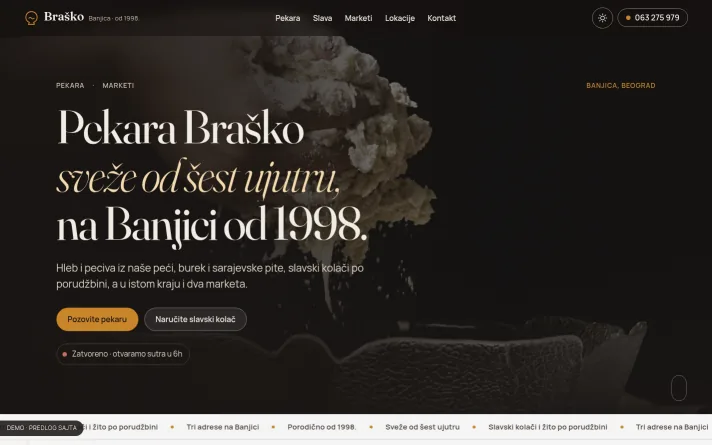 Demo predlog sajta: pekara, Beograd