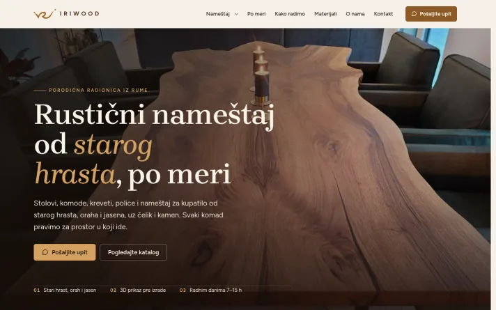 Demo predlog sajta: rustični nameštaj po meri, Ruma