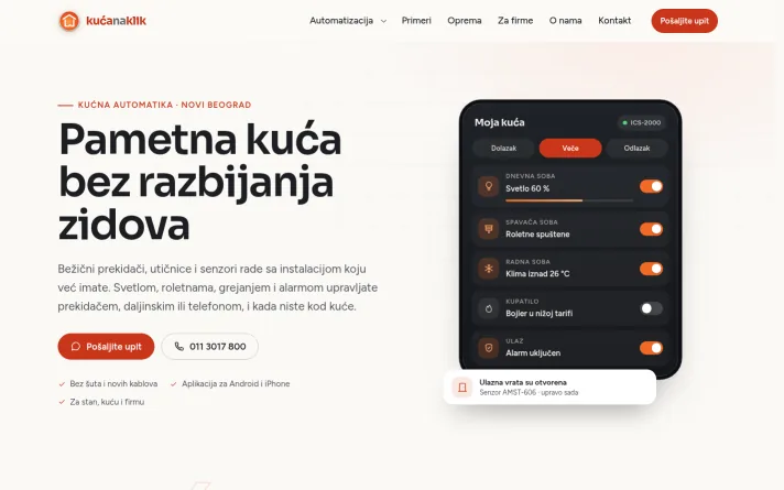 Demo predlog sajta: pametna kuća i automatika, Beograd
