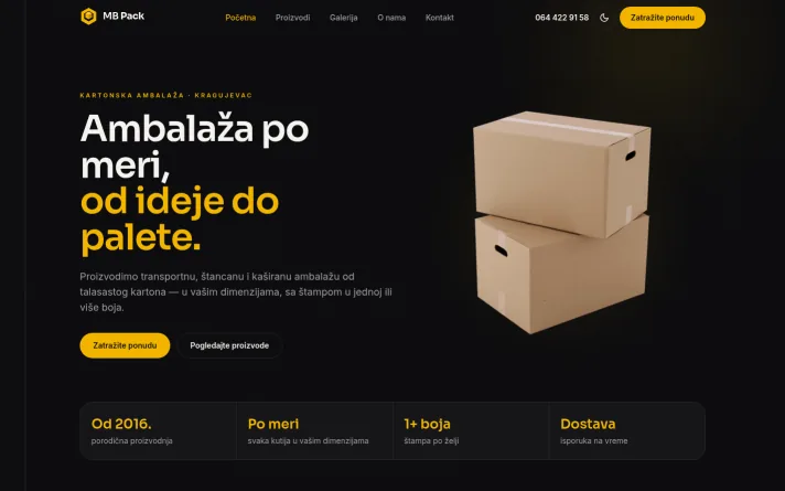 Demo predlog sajta: kartonska ambalaža, Kragujevac