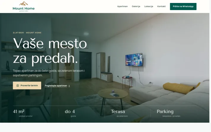 Demo predlog sajta: apartman, Zlatibor