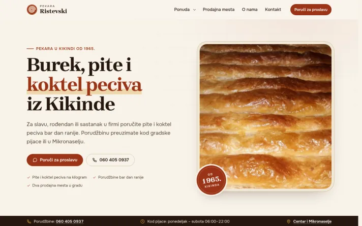 Demo predlog sajta: pekara, Kikinda