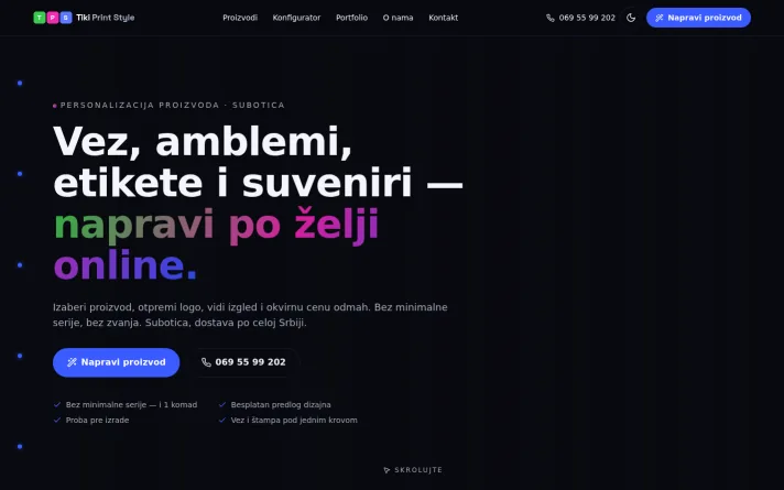 Demo predlog sajta: vez, štampa i graviranje, Subotica