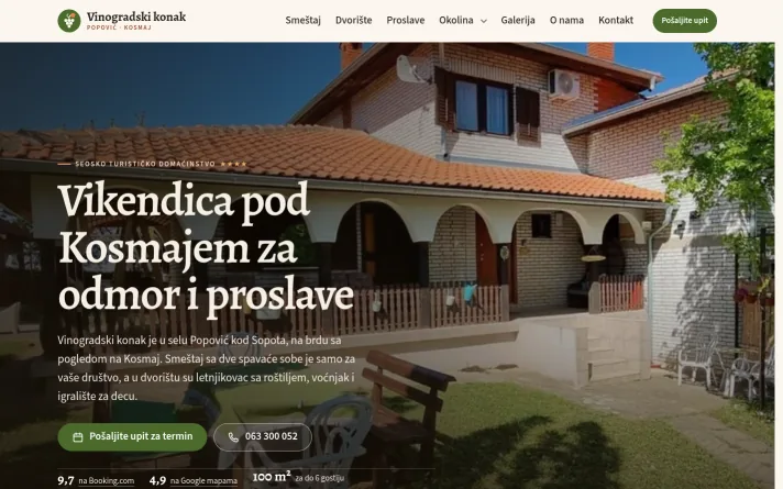 Demo predlog sajta: vikendica za odmor, Sopot
