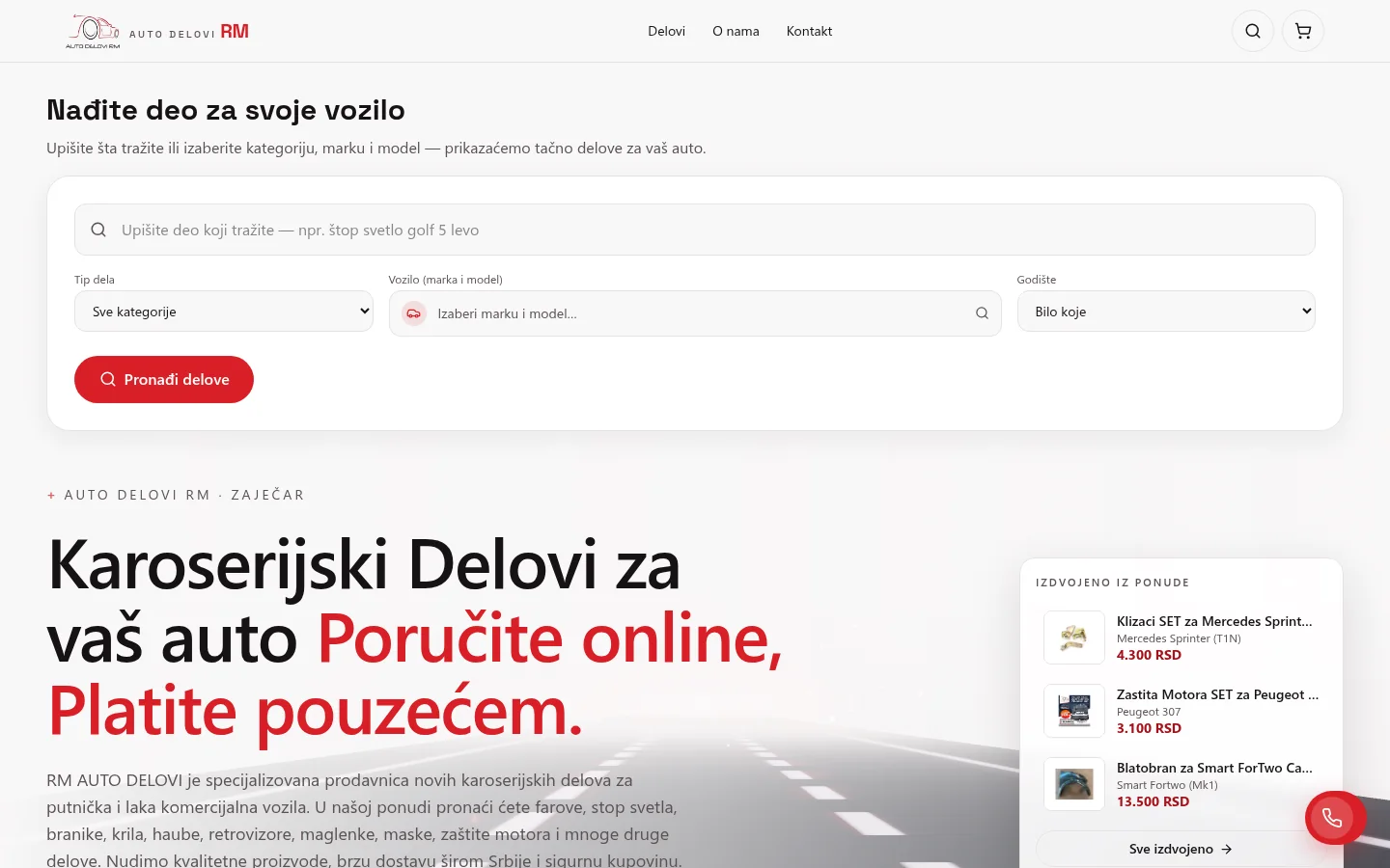 Auto Delovi RM — sajt