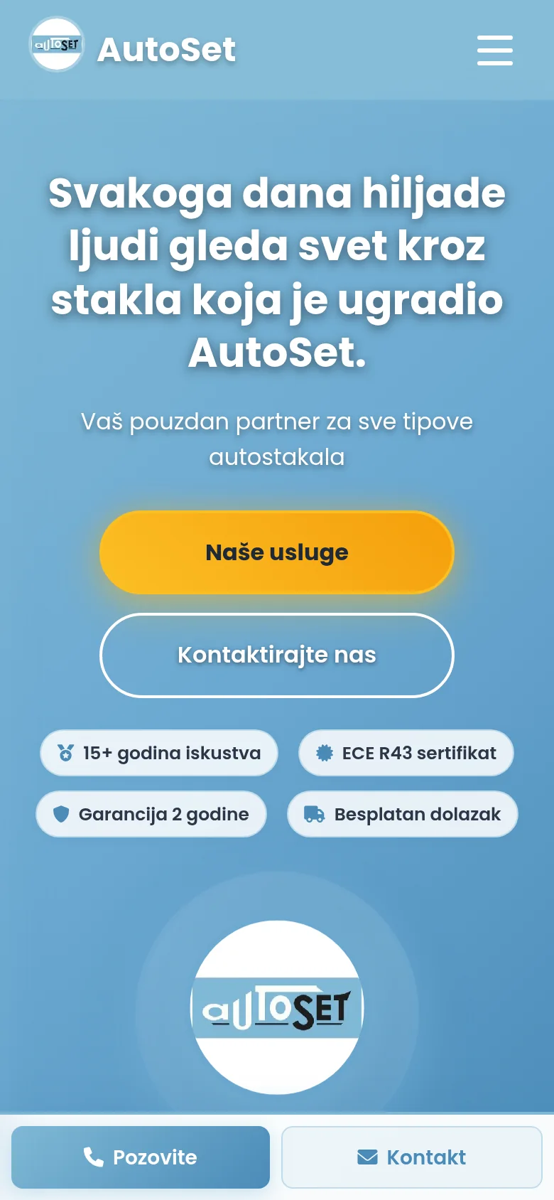 Sajt AutoSet Niš na telefonu