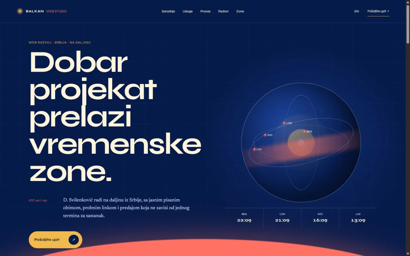 Naslovna strana sajta Balkan Web Studio