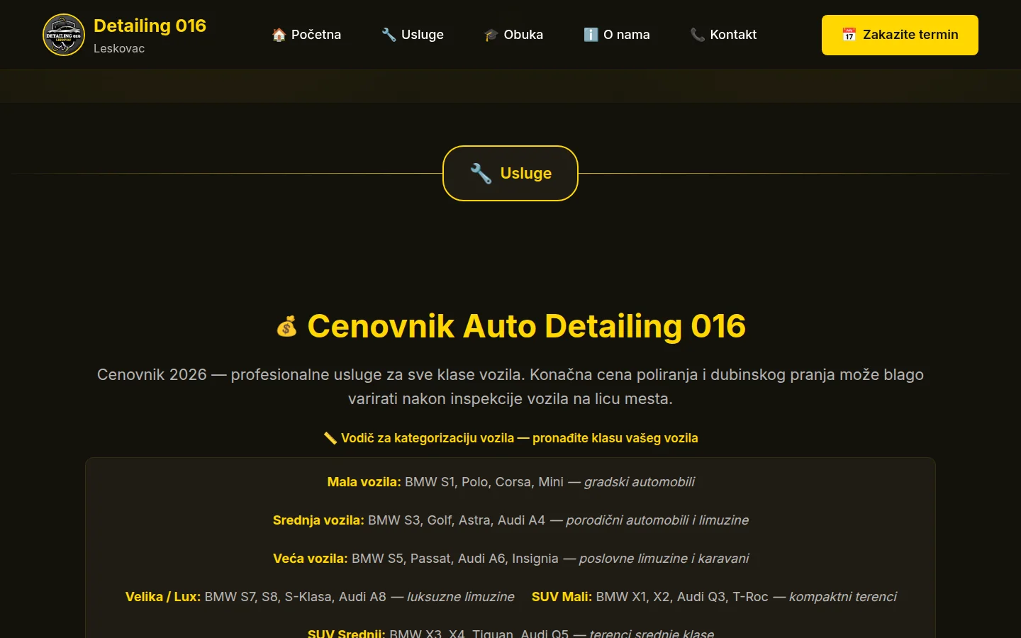 Cenovnik auto detailing usluga na sajtu Detailing 016