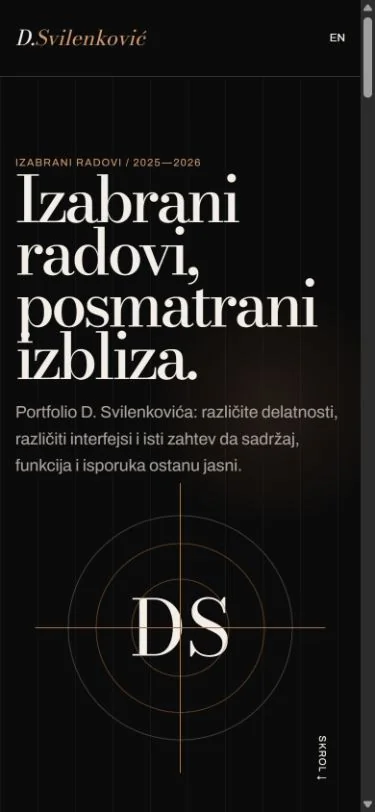Naslovna strana sajta Dimitrije Svilenković na telefonu