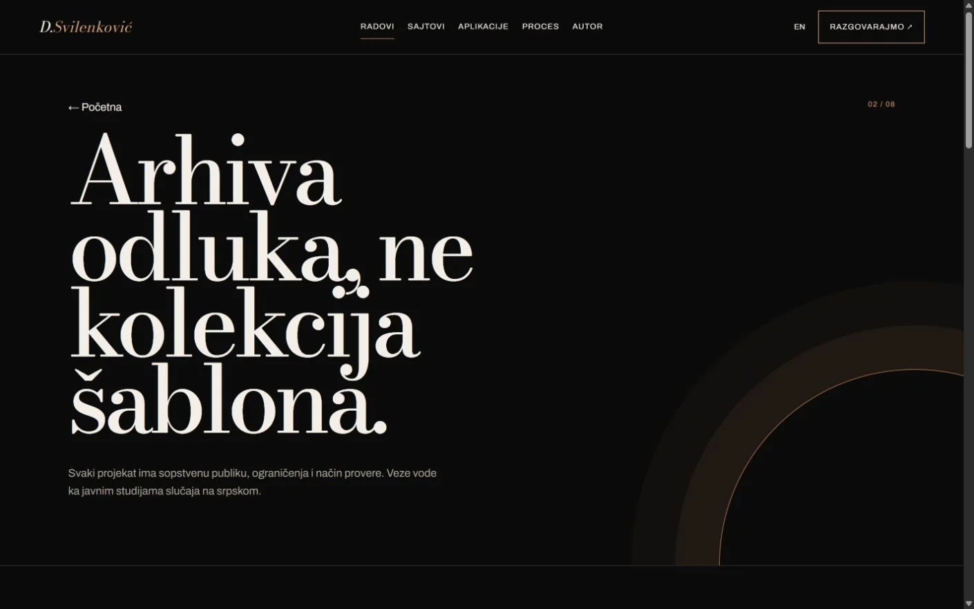 Unutrašnja strana Izabrani radovi na sajtu Dimitrije Svilenković