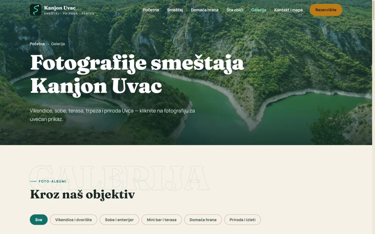 Kanjon Uvac, galerija smeštaja i prirode