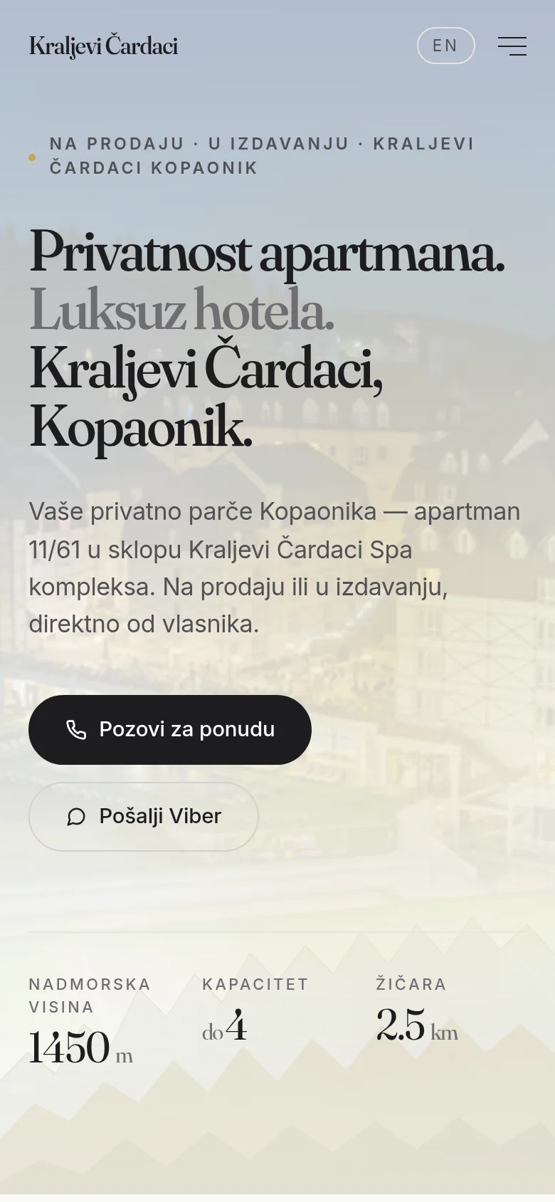 Sajt apartmana 11/61 Kraljevi Čardaci na telefonu