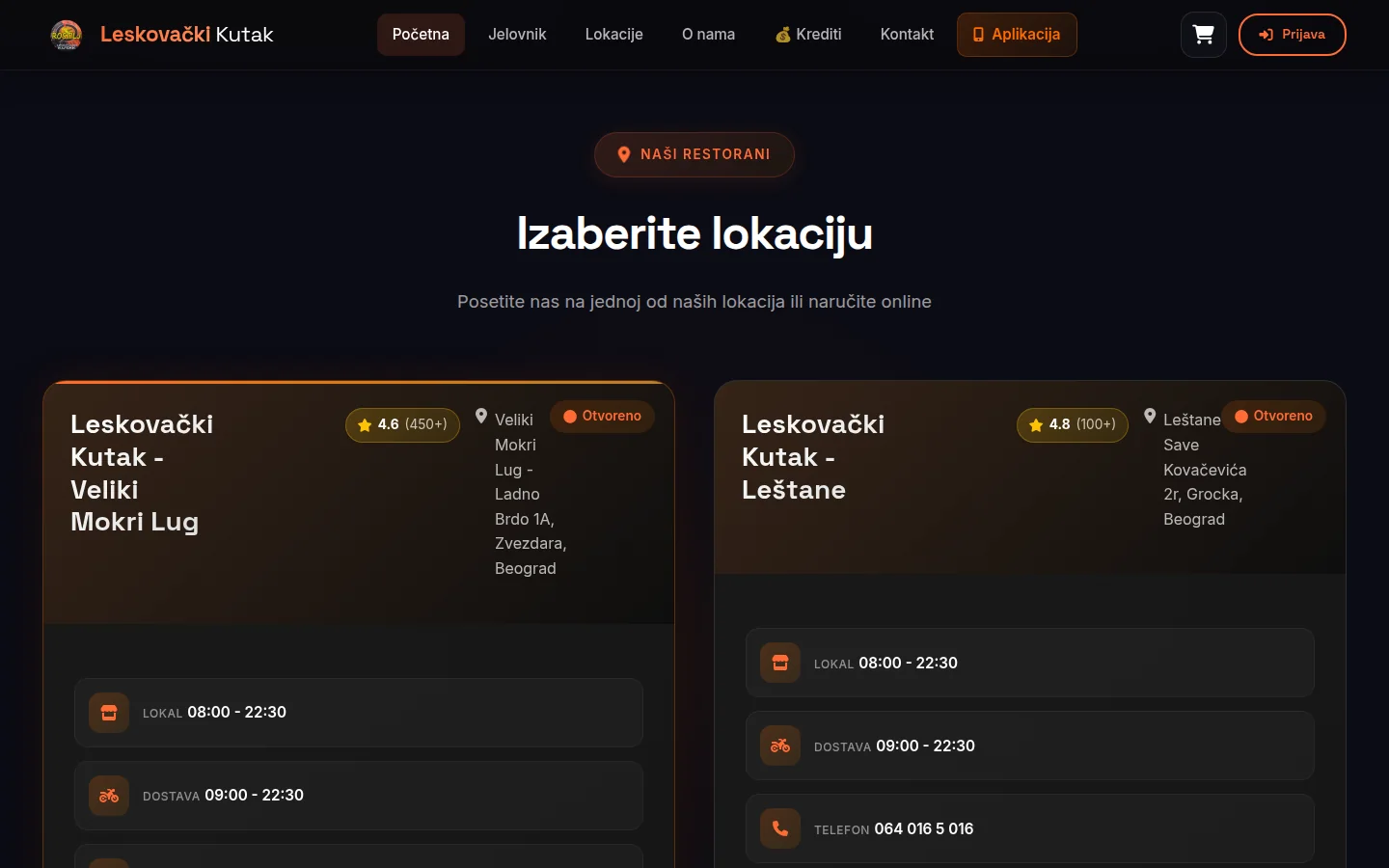 Izbor lokacije na sajtu Leskovački Kutak