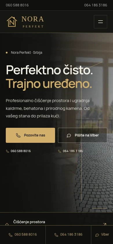 Naslovna strana sajta Nora Perfekt na telefonu