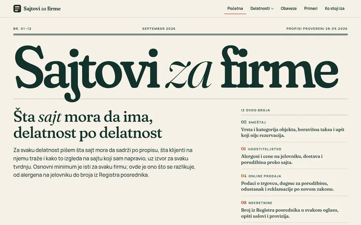 Sajtovi za firme (sopstveni projekat) — sajt