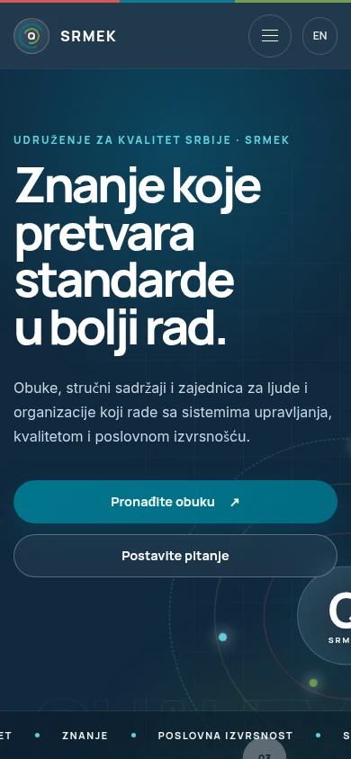 Naslovna strana sajta SRMEK na telefonu