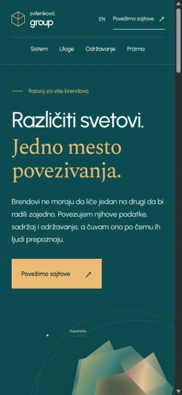 Naslovna strana sajta Svilenković Group na telefonu