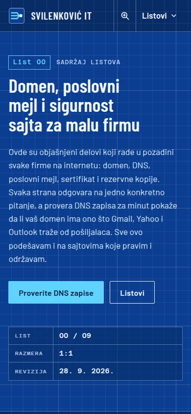 Naslovna strana sajta Svilenković IT na telefonu