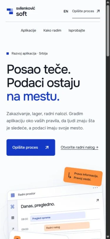 Naslovna strana sajta Svilenković Soft na telefonu