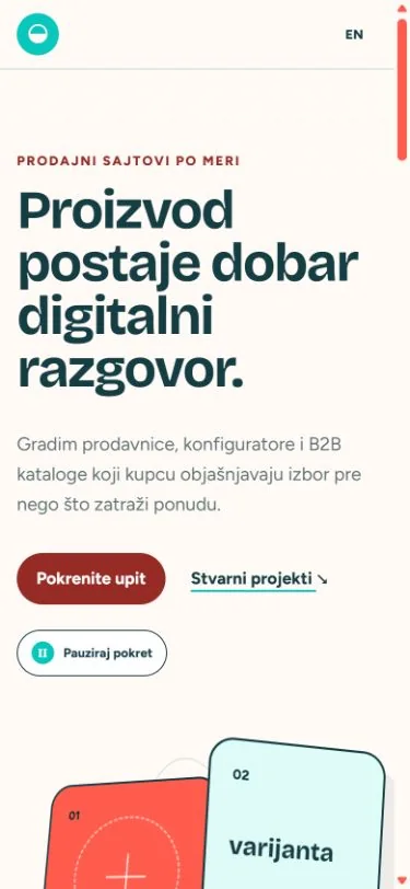 Naslovna strana sajta Svilenković Web na telefonu