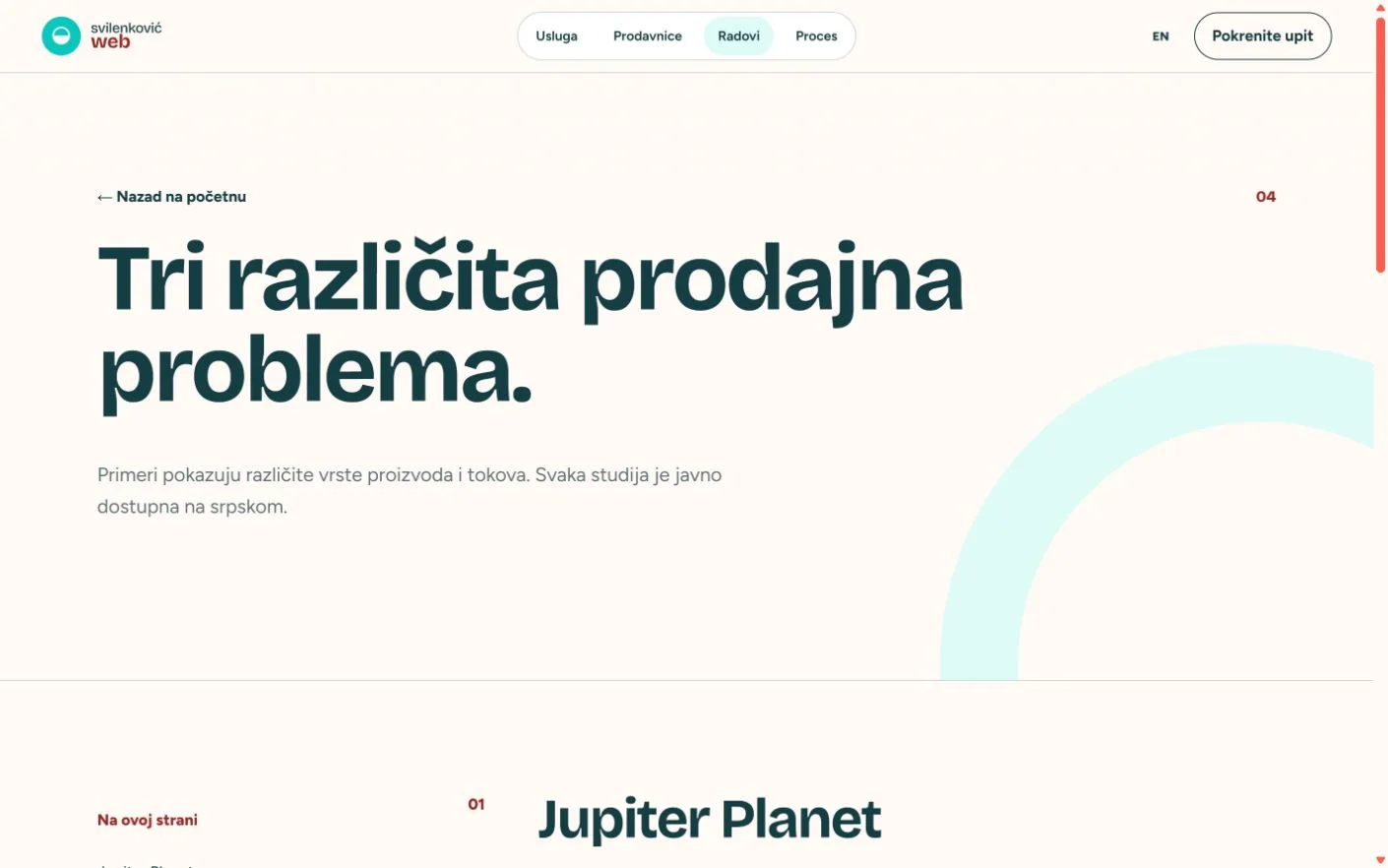 Unutrašnja strana Radovi i prodajni problemi na sajtu Svilenković Web