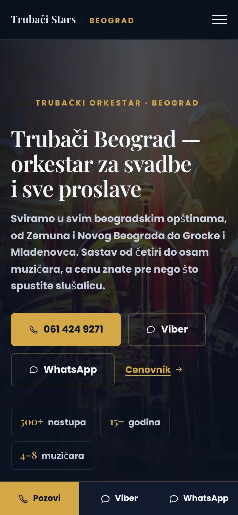 Sajt Trubači Stars Beograd na telefonu