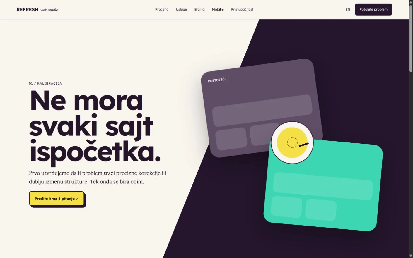 Naslovna strana sajta Web Refresh Studio